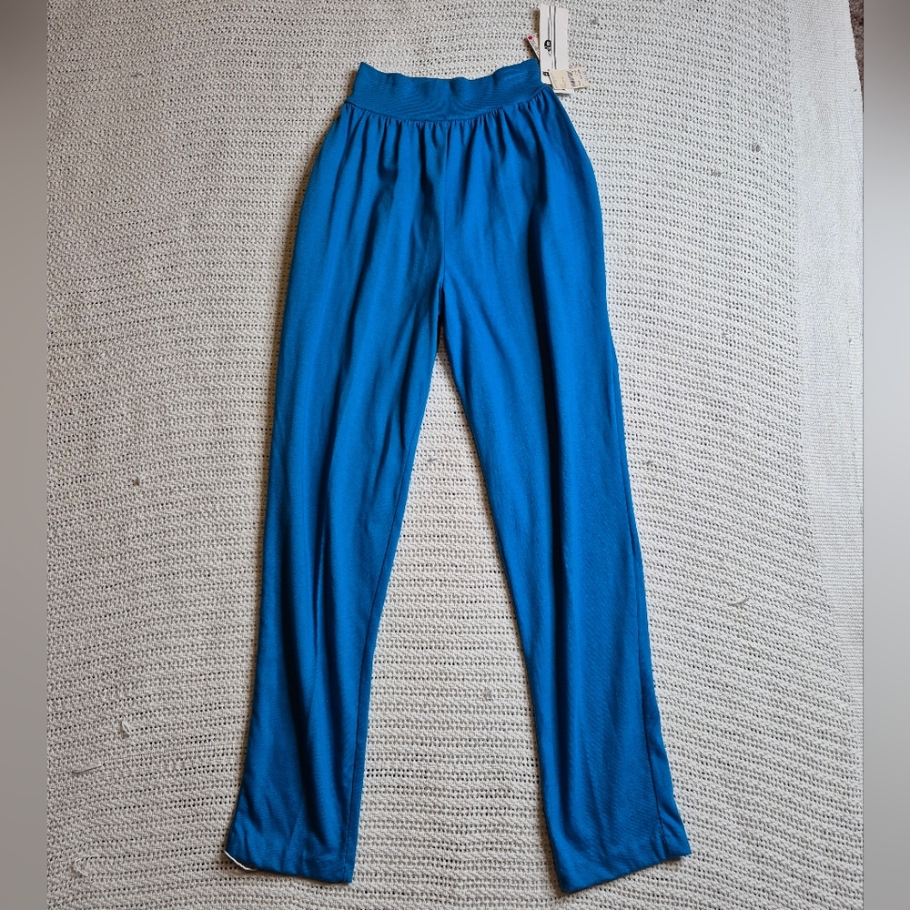 VTG DEADSTOCK E Street Women's Small High Waist Lycra Stretch Pants Turquoise